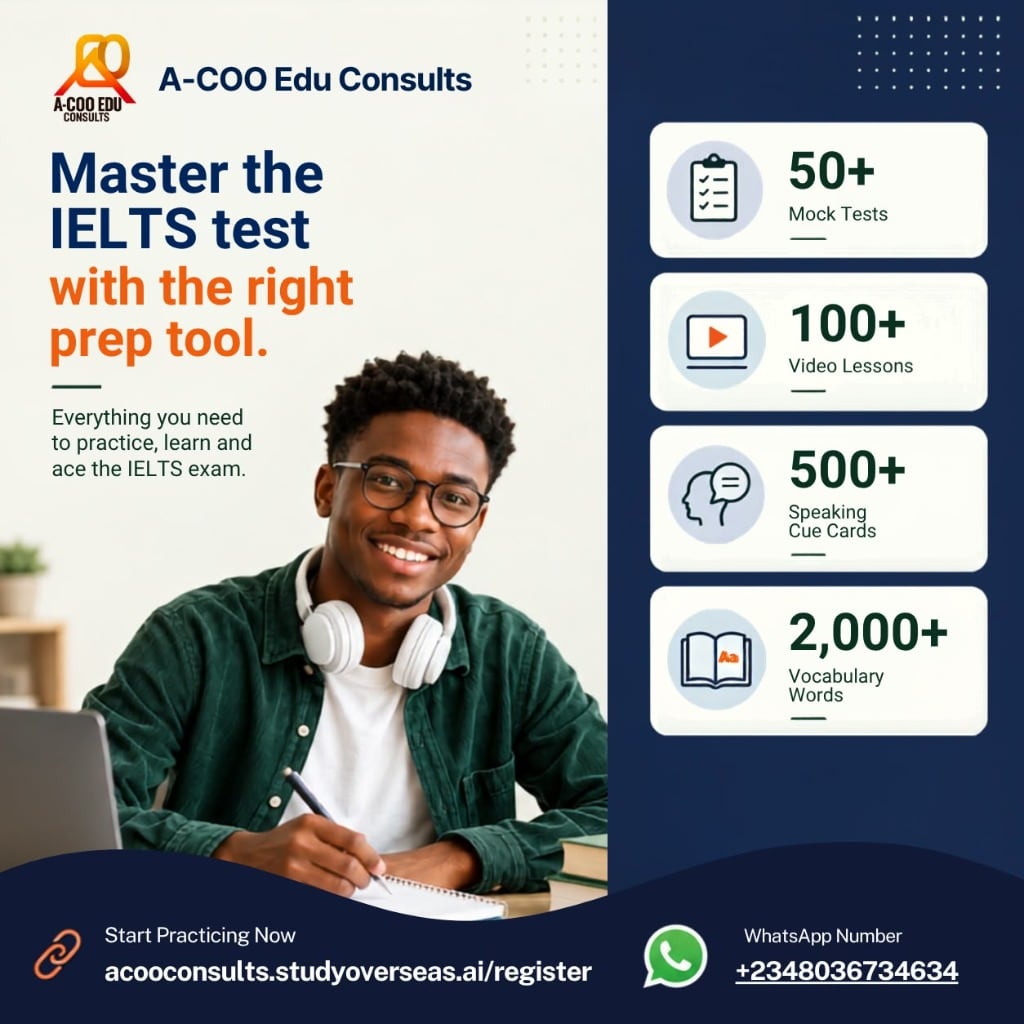 Master the IELTS test with the right prep tool — A-COO Edu Consults